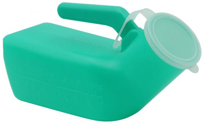 간병 캠핑 겸용 남성용 소변기 손잡이형 휴대용 이동변기 병원 요양원 차량용, 1세트, 그린