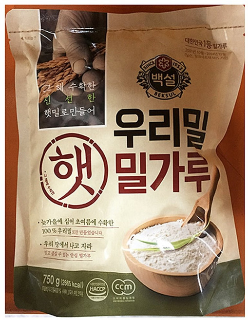 우리밀 밀가루 ( 백설 750g ) 1개 [업소용], 우리밀 밀가루(백설 750g)