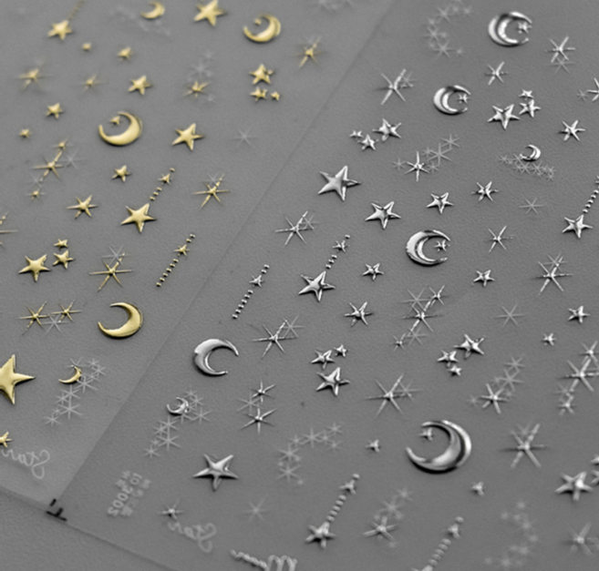 토모니 별 달 아트스티커 2종, 1개, #2 실버