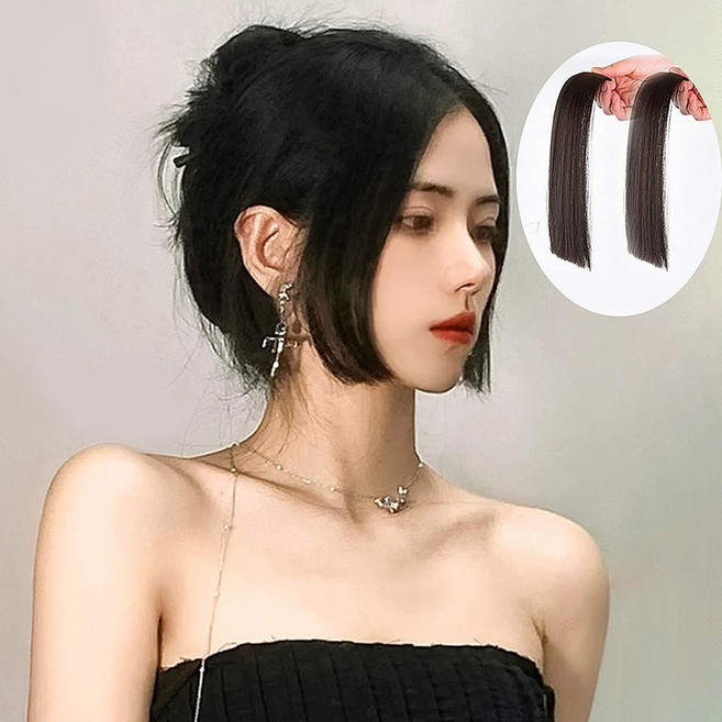 얼굴소멸 앞머리 히메컷 가발 사이드뱅 옆머리 부분 애교머리 풀뱅, 최종 앞-라이트브라운, 1개