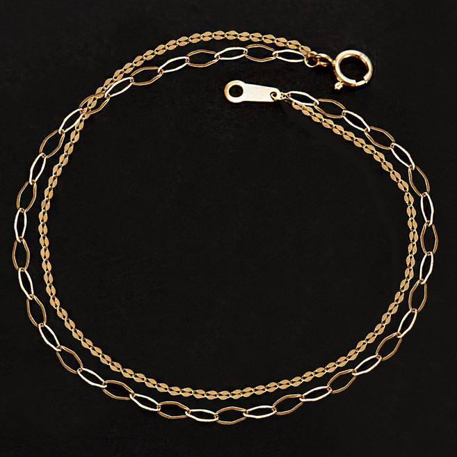 에바주얼리 클립 체인 레이어드 골드 14K 18k 2줄 팔찌