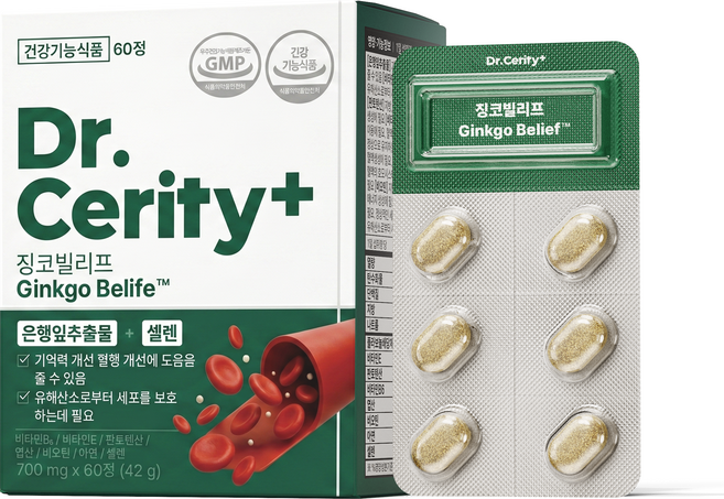 닥터세리티 징코빌리프 은행잎추출물 징코 혈행 식물성코팅 S7, 60정, 1개