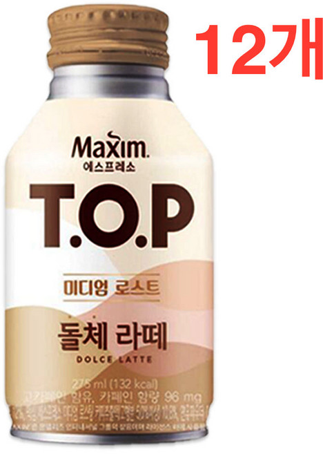 (무료배송) 맥심 TOP 미디엄 로스트 돌체 라떼 275ml x 12개