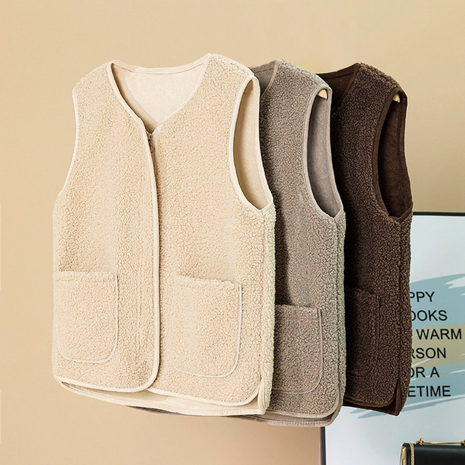 여자조끼 방한 뽀글이 레이어드 양털 집업 쪼끼 조끼 겨울 여자