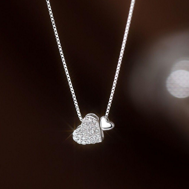 제이미랜드 하트포인트 S925실버 빛보석 데일리 목걸이