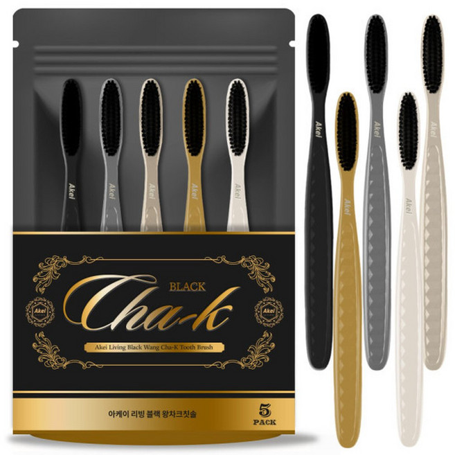 리빙 블랙 더 탄력있는 왕차크칫솔 5개입 1세트