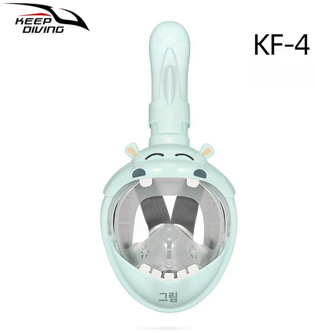 어린이용 카툰 스노클링 마스크 어린이 장비 스노쿨링 다이빙 스노클 프리다이빙 세트 용품, 하마