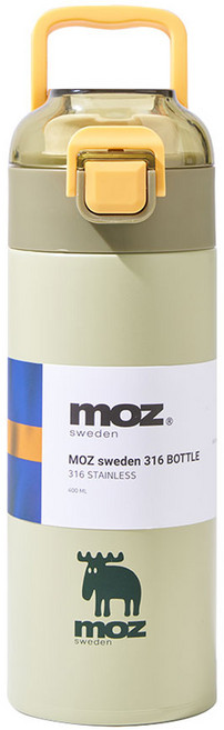 MOZ 스웨덴 텀블러 포스코 316 스텐 원터치 손잡이 보온보냉병 보온텀블러, 1개, 400ml, 포레스트 그린