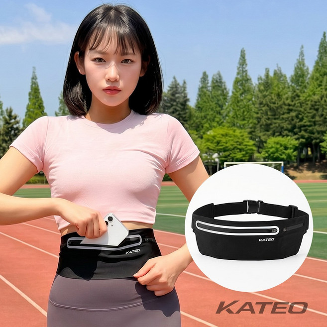 카테오 러닝벨트 러닝 핸드폰 밴드 러닝가방, 1개, 블랙