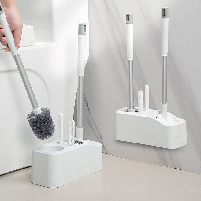 트리모아 4in1 벽걸이형 변기솔 청소솔 브러쉬세트, 화이트, 1세트