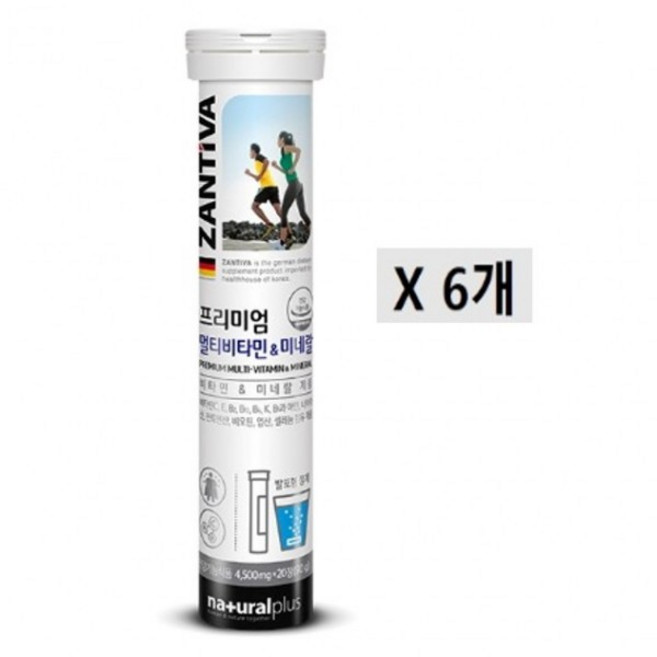내츄럴플러스 잔티바 발포 멀티비타민 미네랄, 20정, 6개