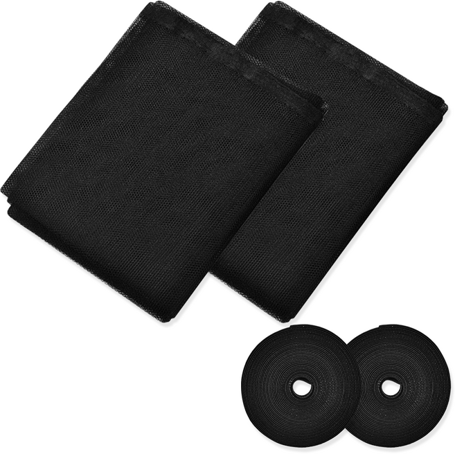 리빙로드 간편설치 벨크로 모기장 방충망, 블랙, 2개