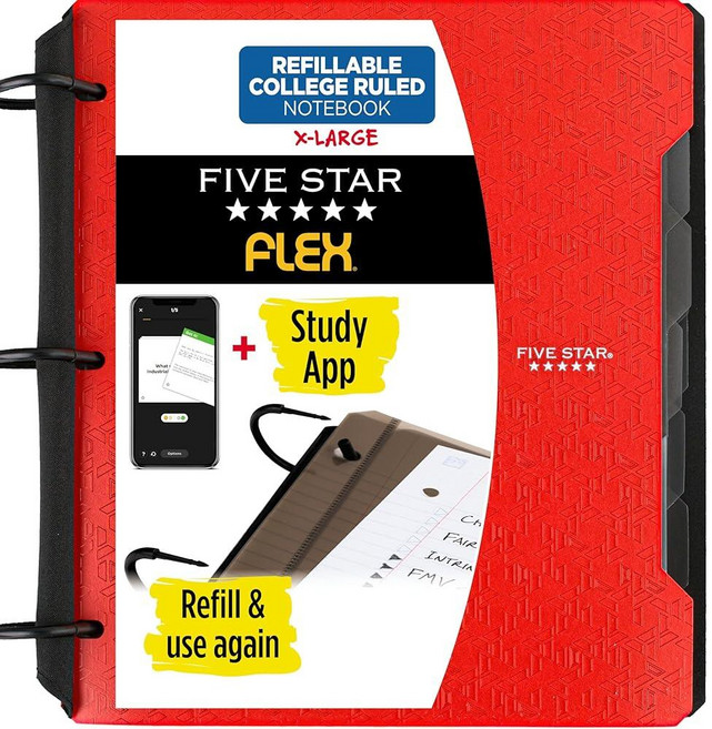Five Star Flex 29324AQ8 하이브리드 노트바인더 3.8cm (1-1/2 인치) 바인더 노트북 및 올인원 바인더 그린, 1개, 파이어 레드