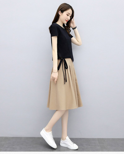 마카다 마카판다 면 린넨 드레스 여름 언발 스타일 배꼽 커버 슬리밍 린넨 정장 스커트 투피스 1029