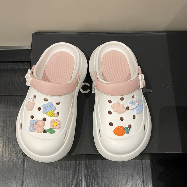 Y.GA 2023 추천 ins 여성 슬리퍼 앞막힌 푹신한 욕실 사무실 실내화 아웃도어 비치 통굽 방수 미끄럼 방지 EVA 소재 샌들