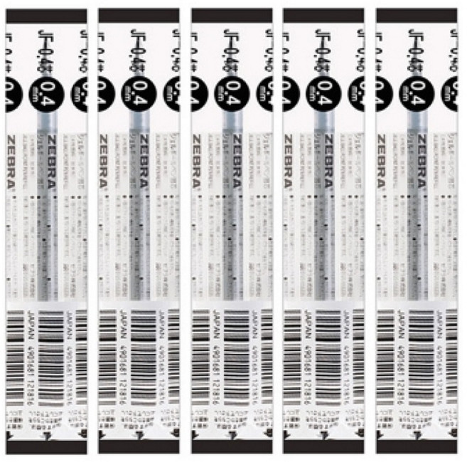 제브라 중성펜 사라사클립 JJS15 0.4mm, 리필심 블랙, 5개