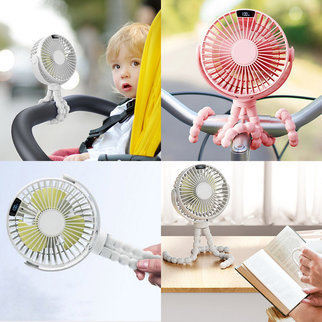 오디렌 문어발 선풍기 휴대용 어린이 캠핑 손 무소음 유니영, 화이트