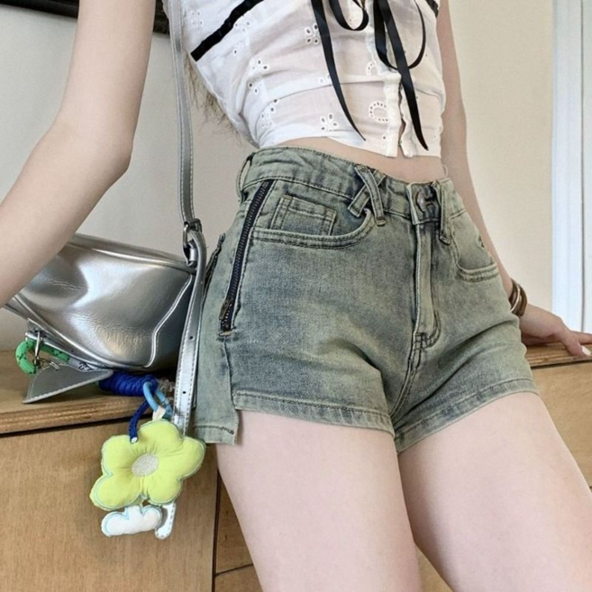 COSYEVNO 여성용 여름 하이웨이스트 데님 지퍼 숏팬츠 BCXnd-8