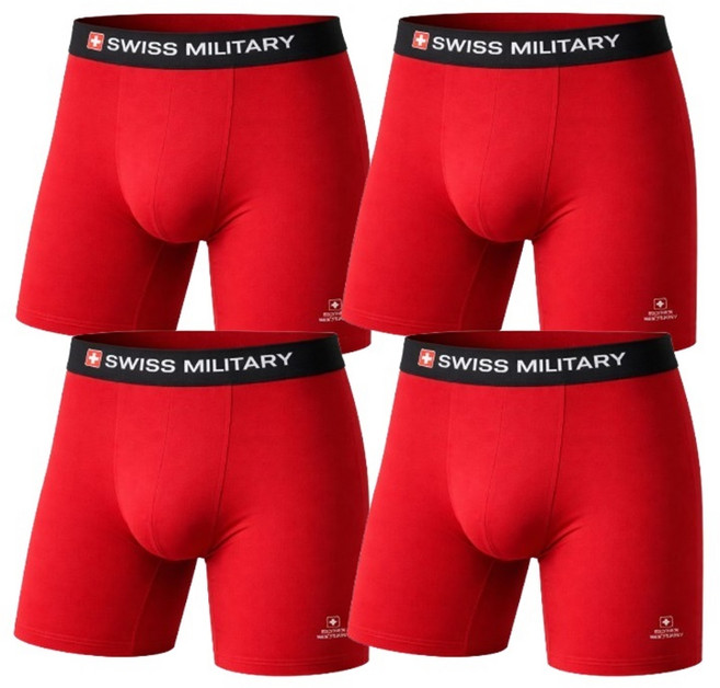 스위스밀리터리 남자팬티 롱드로즈 속옷/ 레드 (4개)