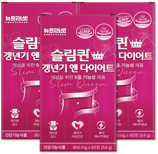 뉴트리셋 여성 갱년기 다이어트 체지방 감소 카테킨 중년 복부지방 뱃살 내장지방 관리 보조제, 3개, 60정