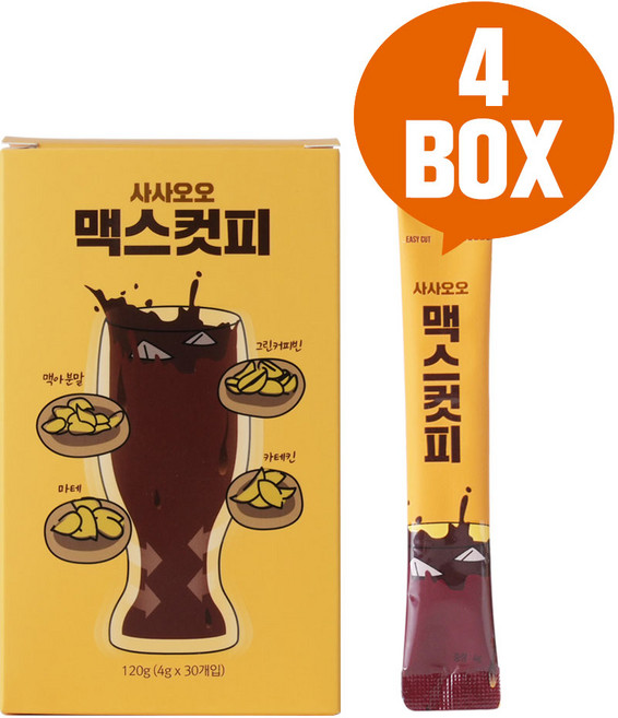 사사오오 맥스컷피 카테킨 커피 맥스 44 / 55, 4g, 30개입, 4개