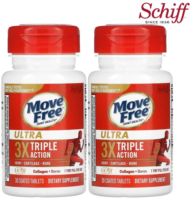쉬프 무브 프리 조인트 헬스 울트라 3x 트리플 액션 30 Coated Tablets 보론 콜라겐, 30정, 2개 - 쿠팡