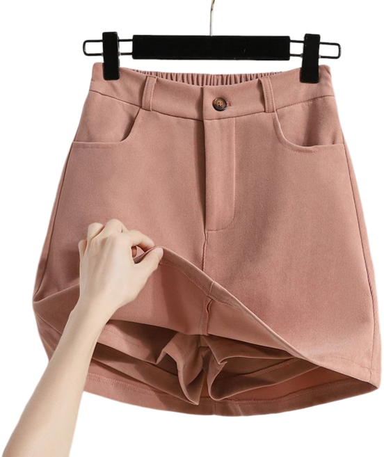 여성용 빅 사이즈 허리 밴딩 스판 반바지 스커트 봄가을 A라인 치마바지