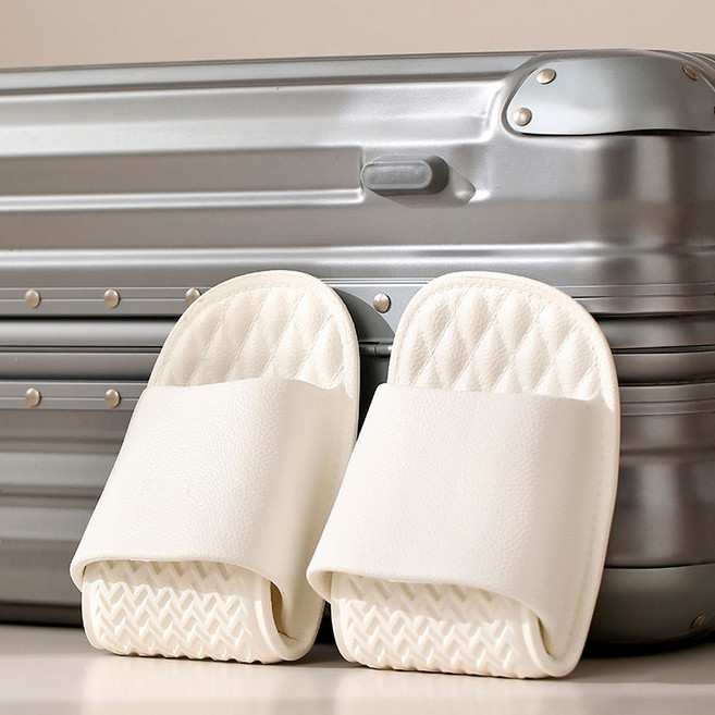 휴대용 접이식 기내용 여행용 실내화 호텔 거실 미끄럼 방지 슬리퍼, 2개, 화이트