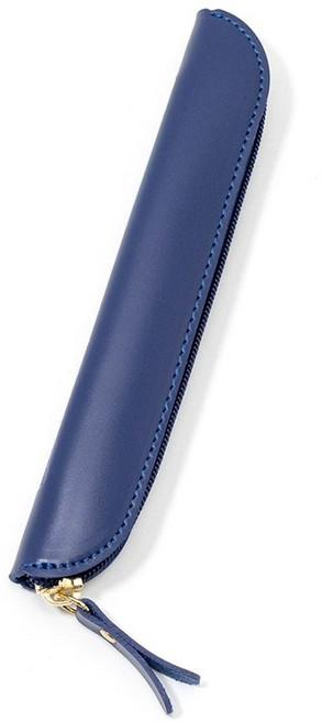 日系簡約PU筆袋 迷你皮革筆袋 ipad pencil 電容筆收納袋 logo文具收納 辦公用品, 1個, 深藍色