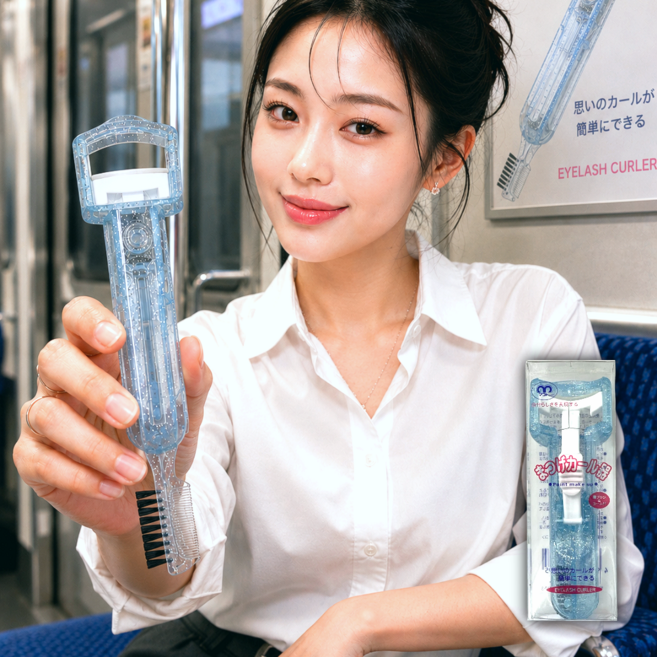 마코토 올인원 아이래쉬 컬러 휴대용 뷰러+브러쉬+빗, 1개, 블루펄