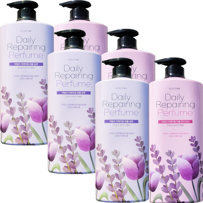 엘라스틴 데일리 리페어링 퍼퓸 샴푸+린스 1100ml 대용량, 2개, 1.1L