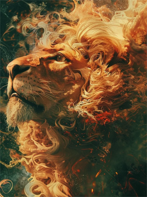 부귀재물 수사자 호랑이 조각퍼즐 맹수 불꽃 사자 맹호 액막이 성공 사업번창 금전운에 좋은 풍수 컬렉션 직소퍼즐 300 500 700 1000피스, 선택04-수사자, 1개