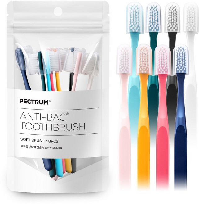 펙트럼 안티박 프리미엄 곰팡이 제로 세균억제 칫솔 부드러운모, 2세트, 8개입