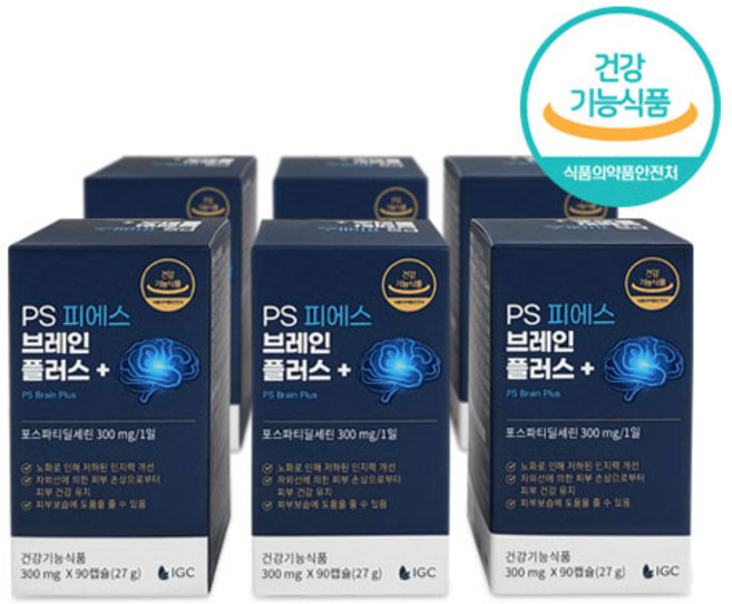 PS브레인 플러스 뇌영양제 미국산 포스파티딜세린 기억력 건강기능식품, 6개, 90정