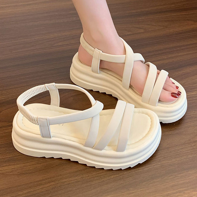 리리핑크 여름샌들 심플 말랑 쿠션 데일리 발편한 여성샌들 경량 키높이 통굽 스트랩샌들 HS1001