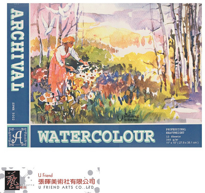 U FRIEND ARCHIVAL 膠裝水彩本 11/ x 15/ 350gsm 12張, 22.4 * 30.5 cm