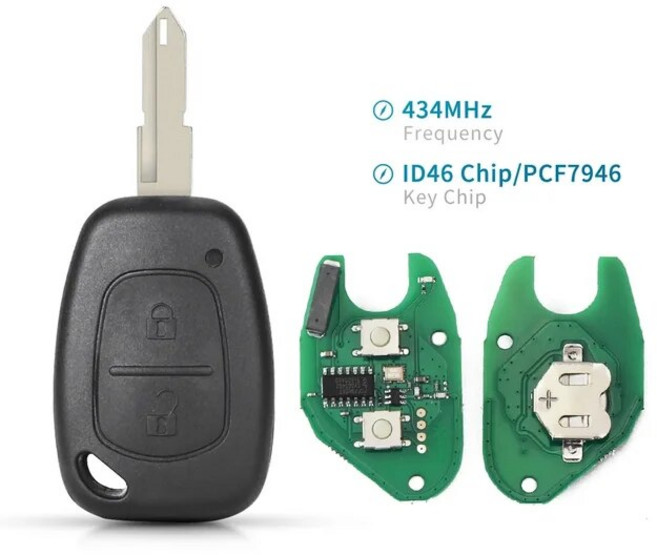 스마트키 KEYYOU 433MHZ 2 버튼 스마트 원격 자동차 키 ID46 pcf7946 칩 르노 트래픽 마스터 Vivaro Movano Kangoo Ne73 VAC102 블레이, 1) NE72 remote key, 1개