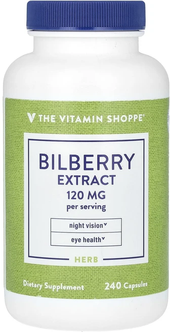 귀한영양제입니다 The Vitamin Shoppe 빌베리 추출물 캡슐 240정(캡슐 1정당 60mg) 곧 다나가요, 1개, 240정 - 쿠팡