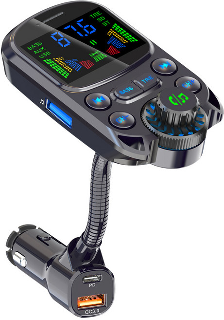 YOKOSOO 차량용 MP3 플레이어 다기능 차량용 충전기, 블랙