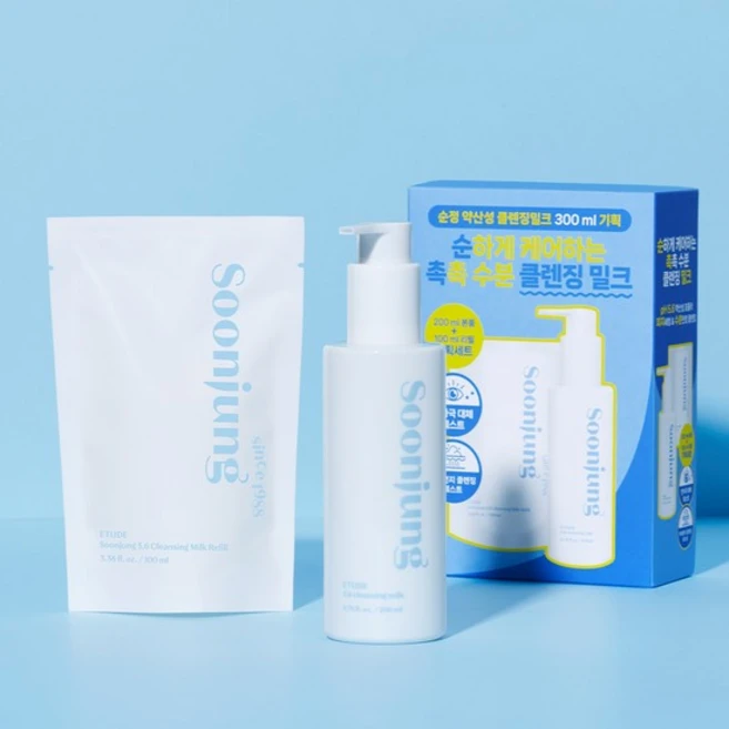 [기획] 순정 약산성 클렌징 밀크(본품 200ml + 리필 100ml) /순하게 딥클렌징 /클렌징로션 /기획세트, 1개 - 쿠팡