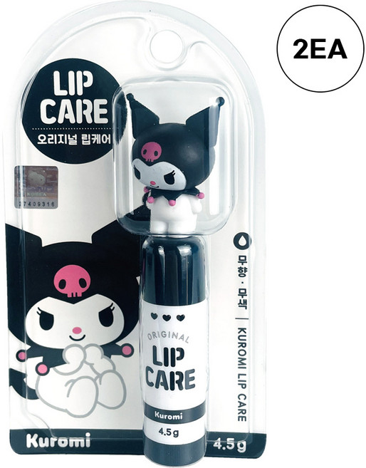 산리오 캐릭터즈 피규어 립케어, 2개, 4.5g, 쿠로미