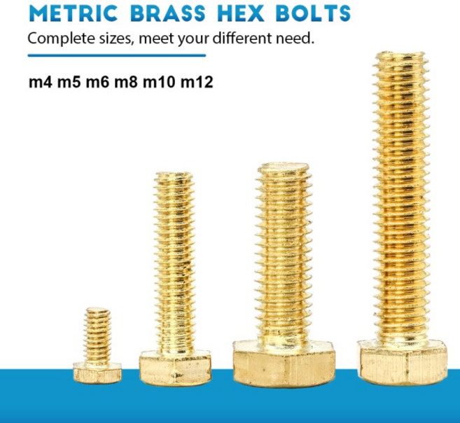 NINDEJIN 1-50pcs 황동 외부 육각 나사 볼트 호환 M4 M10 머리 전체, 05 M6 2pcs, 15 60mm