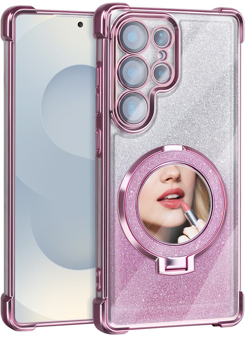 복우롱 갤럭시 S시리즈 블링 사각 에어백 렌즈풀커버 거울 거치대 휴대폰 케이스(OA027)