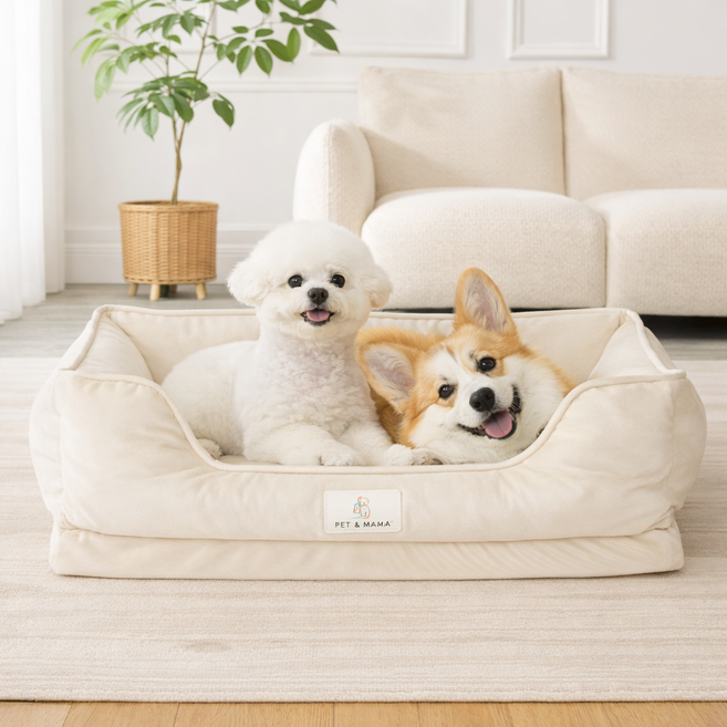 펫앤마마 사계절 분리세탁 반려동물 배개 방석, 1개, 베이지(사계절)