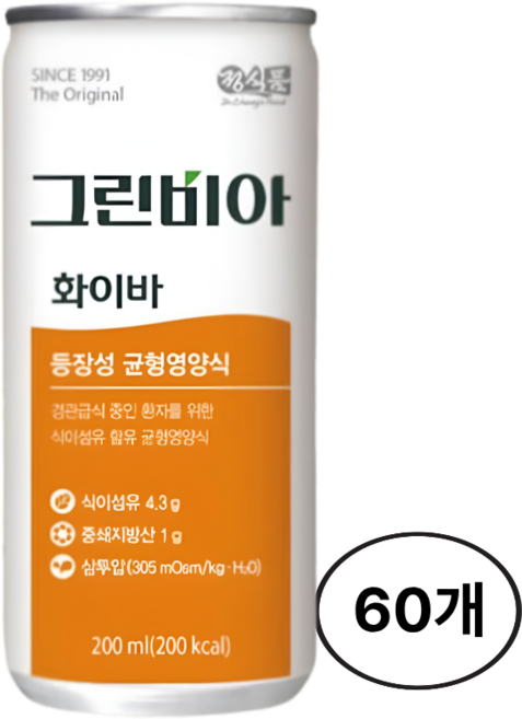 정식품 그린비아 화이바 200ml 60캔, 60개