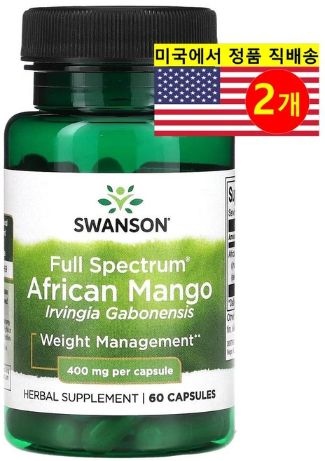 스완슨 아프리카 망고 400mg, 2개, 60정 - 쿠팡