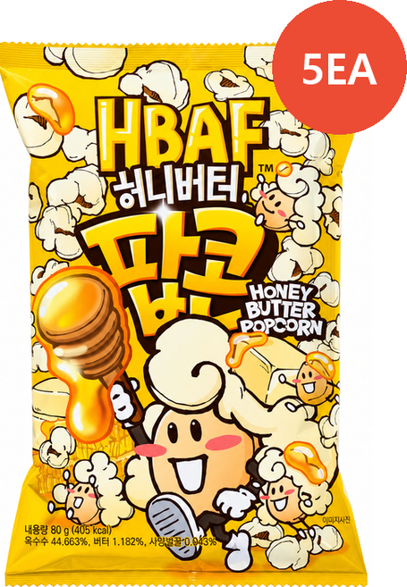 HBAF 허니버터팝콘 (80G), 5개, 80g