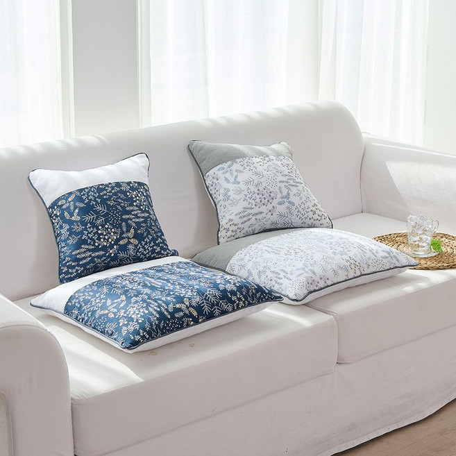 이솔홈 제시카 고급 방석 쿠션 세트 솜포함, 네이비