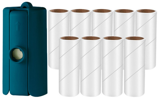 스패로우하우스 휴대용 사선컷팅 테이프 클리너 돌돌이 10cm 본품 + 리필용 10개, 1세트