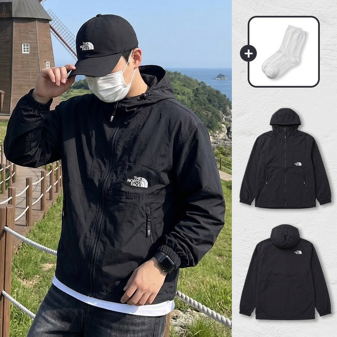 노스페이스 바람막이 LT 컴팩트 WB 빈드 JK 경량 자켓 + 스포츠 양말 세트